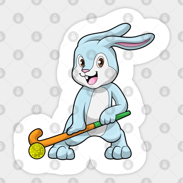 Bunny at Field hockey with Hockey stick Sticker by Markus Schnabel